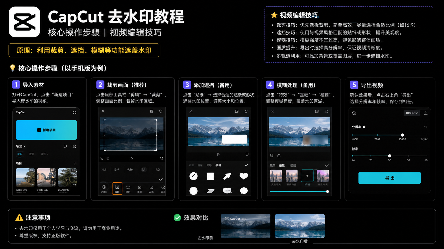 capcut去水印教程 核心操作步骤 视频编辑技巧