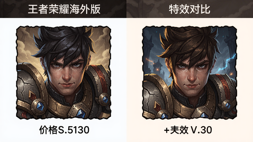 王者荣耀海外版 皮肤价格与特效对比