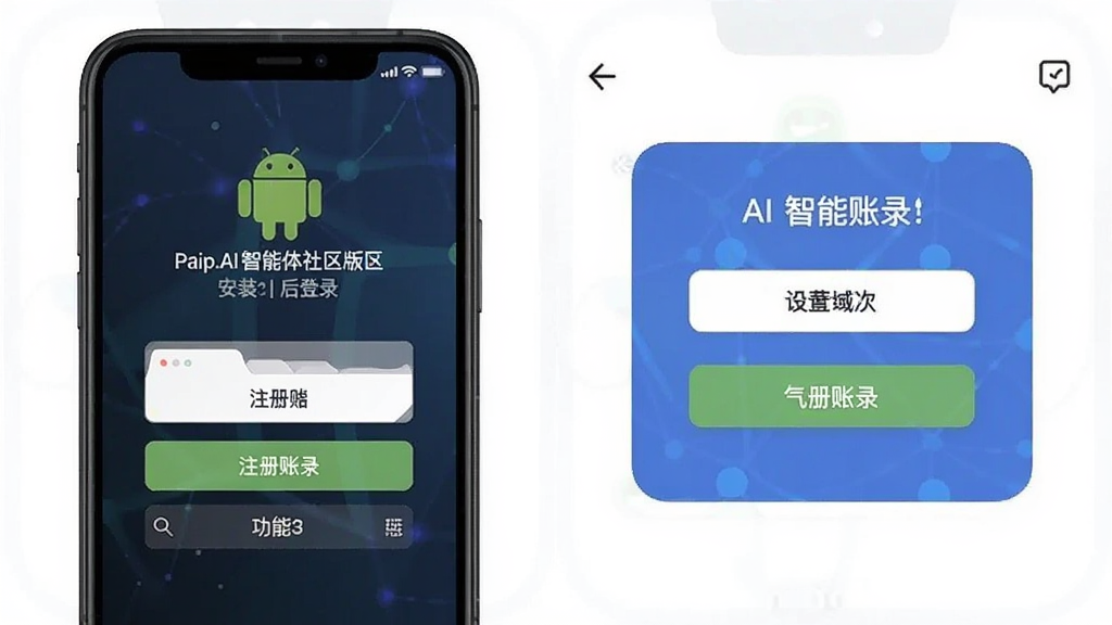 Paip.AI智能体社区安卓版安装后登录界面,注册账号即可使用各种AI功能
