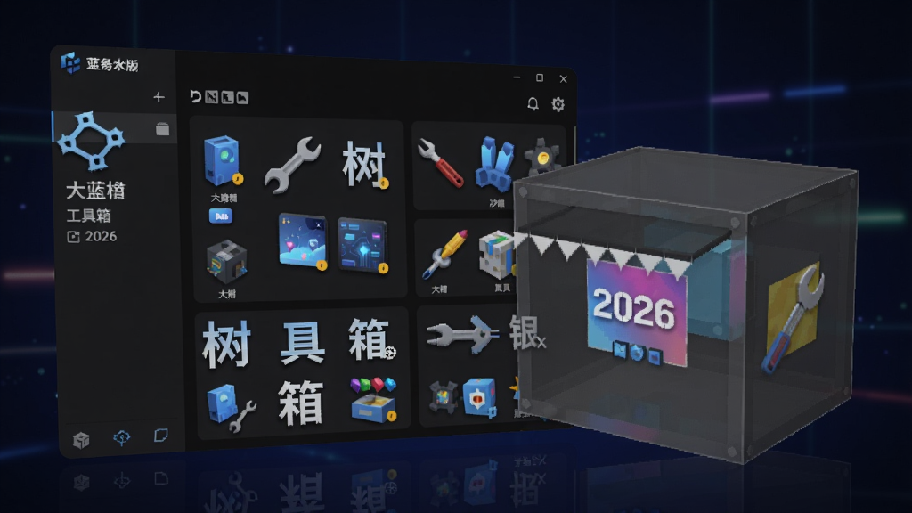 大蓝树工具箱 2026新版界面,大蓝树工具箱 暗黑模式 沙箱,色彩丰富 无水印 宣传图