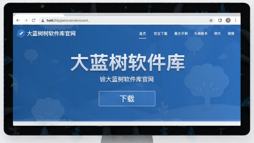 大蓝树软件库官网界面截图,大蓝树软件库,无捆绑版本,下载按钮,安全下载页