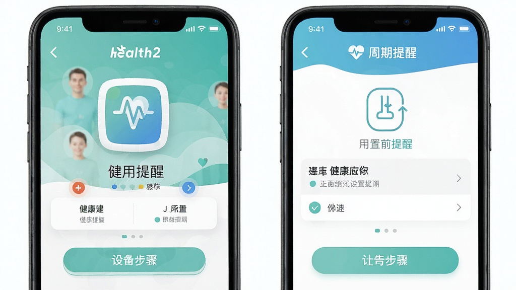 health2健康app设置教程周期提醒界面 操作步骤清晰 高清晰 无水印