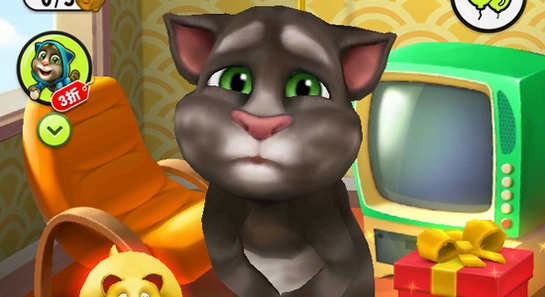 我的汤姆猫旧版游戏截图,汤姆猫经典玩法,怀旧手机游戏画面,色彩丰富,无水印