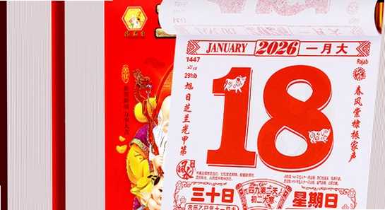吉历万年历老黄历2026高级版界面截图,包含日期宜忌展示,色彩丰富,无水印宣传图