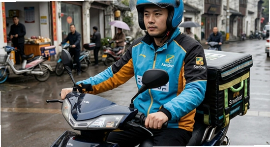 小镇外卖骑士端骑手接单场景图