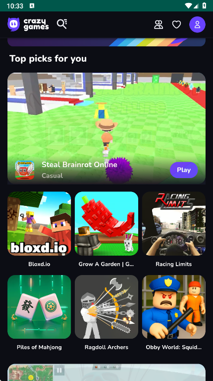 CrazyGames����С��Ϸapp�������°�����v1.1 ��׿��
