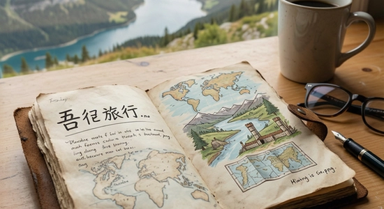 吾记日记旅行记录场景.png
