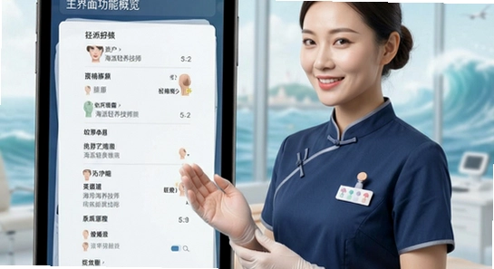 海派轻养技师端主界面功能概览图