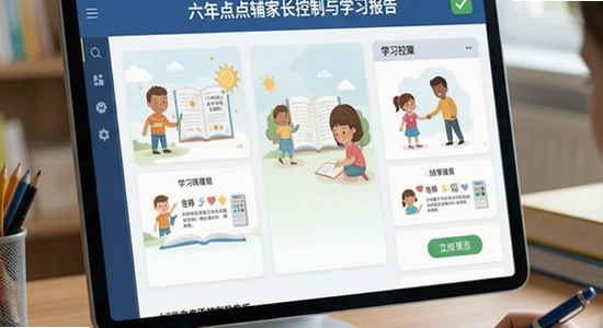 六年点辅家长控制与学习报告界面