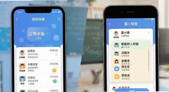 雷小锋应用主界面与智能错题本功能展示图