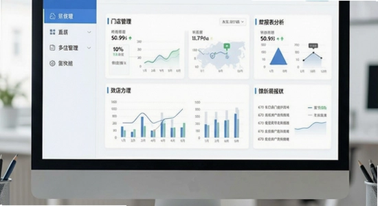 670*360 吾住商户通多门店管理与报表分析界面