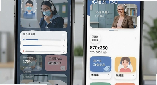 心理系APP主界面测评功能展示图_670x360