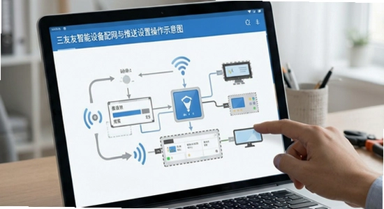 三友智能设备配网与推送设置操作示意图
