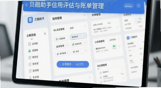 贝融助手信用评估与账单管理界面 670x360
