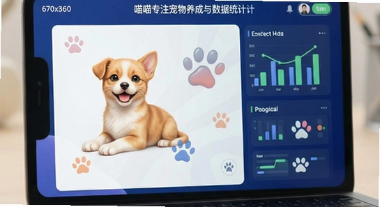 喵喵专注宠物养成与数据统计展示 670x360