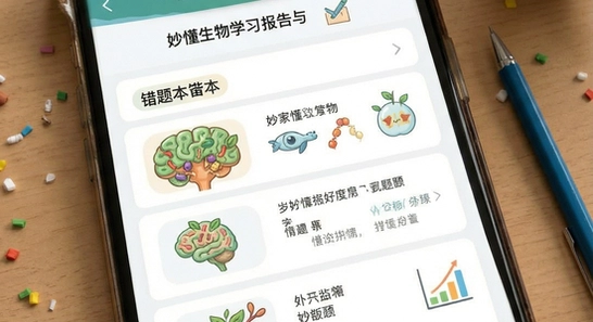妙懂生物学习报告与错题本界面