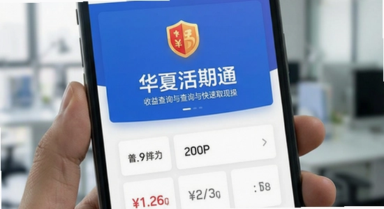 670*360 华夏活期通收益查询与快速取现操作界面