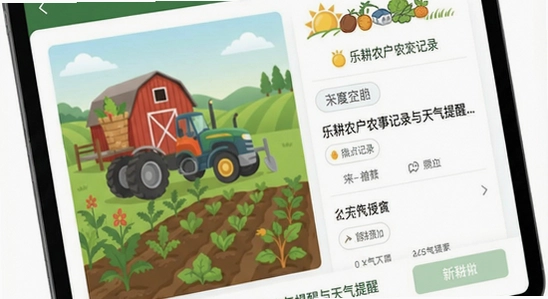乐耕农户农事记录与天气提醒界面