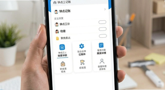 钟点工记账app主界面功能展示图