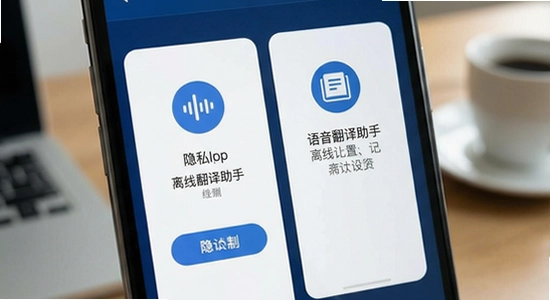 语音翻译助手离线翻译与隐私设置界面