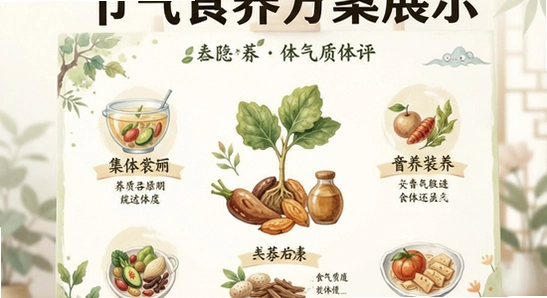 食养集体质测评与节气食养方案展示图