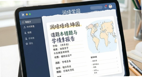 润培学园错题本与学情报告界面