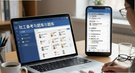 社工考试备考场景与题库功能展示