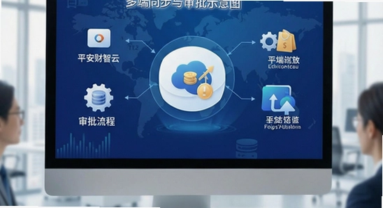 平安财智云多端同步与审批流程示意图
