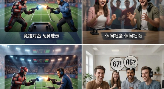 670*360 多场景应用展示:竞技对战与休闲社交