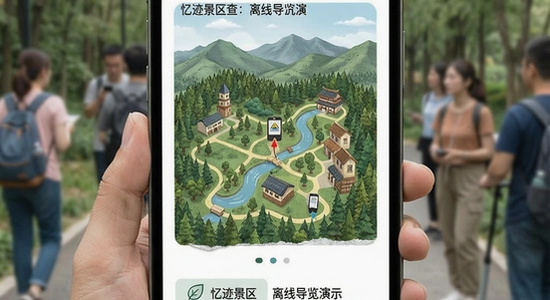 忆迹景区查询离线导览功能演示图